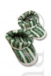 Terry Children's Slippers with Cuffs Green Stripes