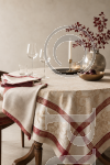 FRENCH MOTIF Taupe Burgundy Table linen - 3 Sizes
