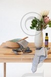 ALBANY Tea Towel Blue & Natural Flax 46x70