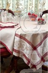 Tablecloth French Motif Natural/Red by PURE LINEN