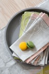 Napkins French Motif Damask Colour Pastel Peach/Lime Hem Stitched  Size 45x45  