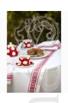 Pure Linen Glass Cloth Runner White & Red Border 