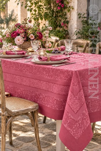 Venetian Lace Tablecloth Raspberry 