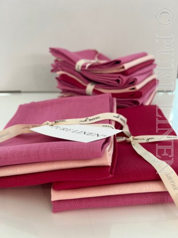 Klaipeda Tea Towels Set of x 3 - 1x Blossom Pink, 1x Orchid &1 x Raspberry 