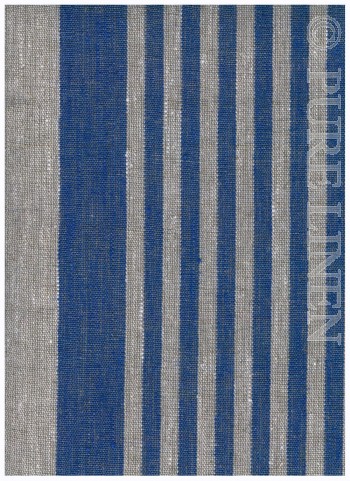 Fabric 492B Eco Natural Flax With Blue Stripes 320 gm