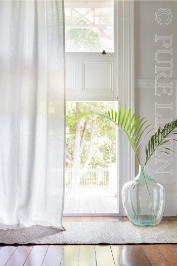Set of X2 Riga Curtain Colour Optical White Composition 100% linen Size 150x270 Made in Europe