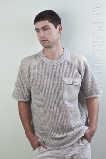 Knitted Linen Mens T-Shirt Size Larg
