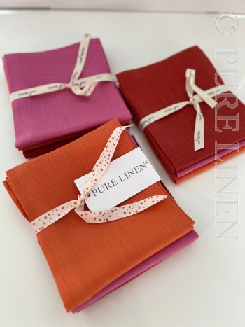 Klaipeda Tea Towels Set of x 3 - 1x Brick, 1x Orchid &1 x Tangerine