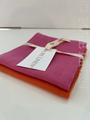 Klaipeda Tea towels Set of x 2 -Tangerine & Orchid