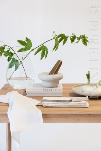 Modern Classic Napkins Single Hem Optical White by PURE LINEN