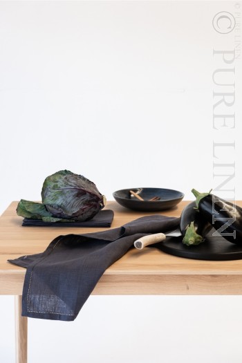 Modern Classic Napkins Single Hem Asphalt by PURE LINEN