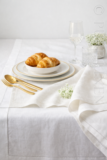 Silver Birch Cocktail Napkins Hemstitched Colour Optical White