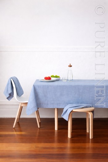 ALBANY Placemat Natural Flax / Sky Blue   35 x 50cm