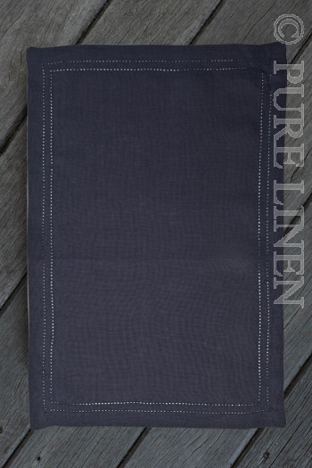 Modern Classic Placemats Double Hem Asphalt by PURE LINEN