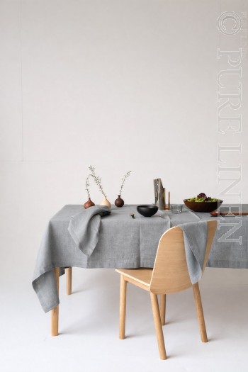 Modern Classic Napkins Herringbone Hem Stitched Light Pewter