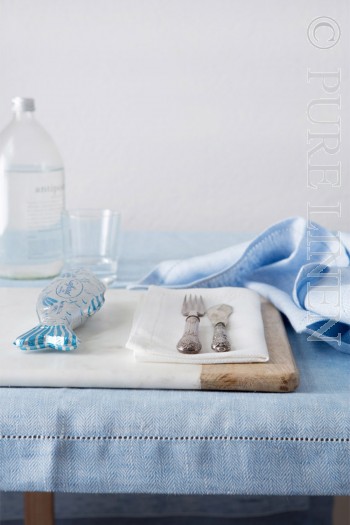 Modern Classic Placemats Herringbone Blue by PURE LINEN