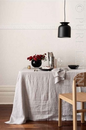 Urban Stonewashed Opal Grey Tablecloth Composition 100% linen Size 280x280 Made in Australia