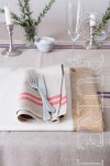 Bertha Napkins Colour Natural Flax & Red by PURE LINEN
