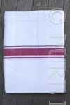 Pure Linen Glass Cloth Tablecloth White & Red Border